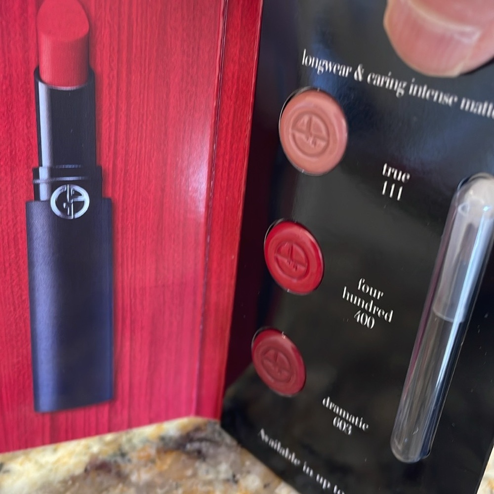 💄GIORGIO ARMANI LIPSTICK pods.
3 Colors
Perfect for your purse! - Picture 5 of 5